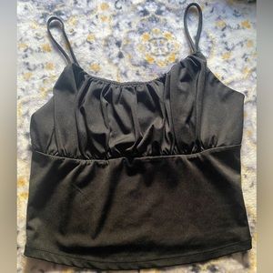 Black ruched crop top, size medium. In perfect condition, only worn twice.